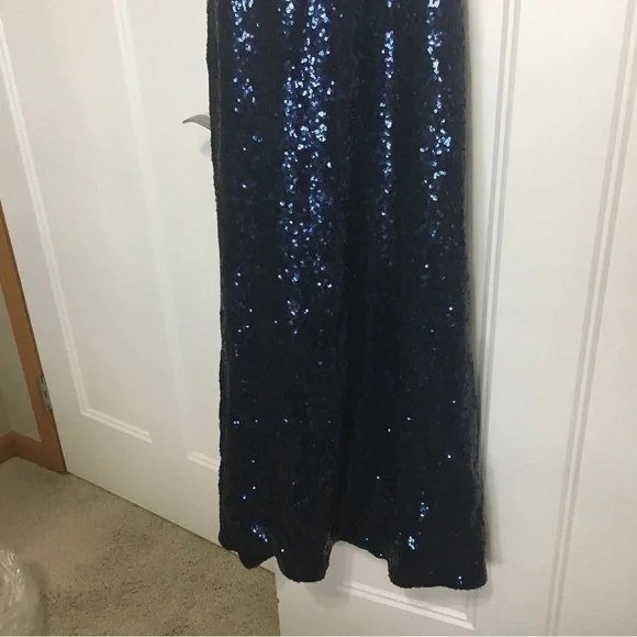 Morgan & Co size 5/6 keyhole back navy sequins dress - Picture 9 of 16
